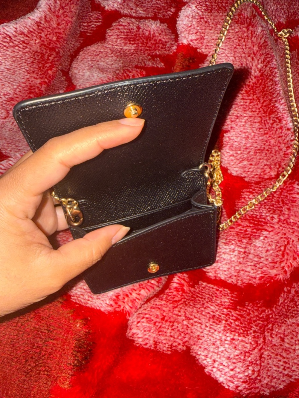 Coach Black Crossbody Wallet with Gold Chain Strap - Picture 4 of 4